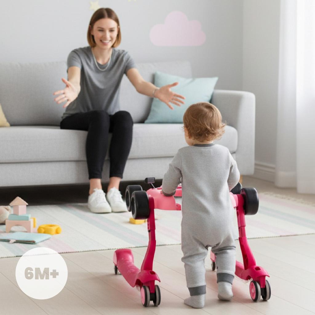 Caminador Interactivo Andador Empujador Coche de Carreras Fórmula 1 3en1 Rosa