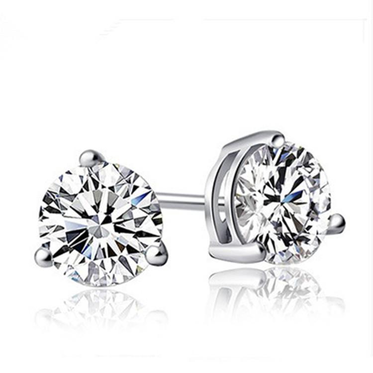 Daily Versatile Temperament Three-Claw Earrings Girls Zircon Earrings Silver Jewelry Classic Simple Earrings 925 silver