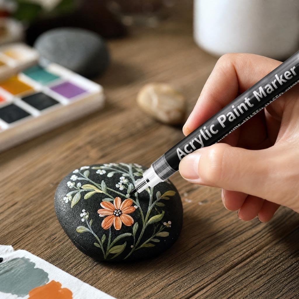 Acrylic Paint Pen - Fine Tip 0.7mm - 1 Pack with 4 Color Options - for Black, Ceramic, Glass, Wood,