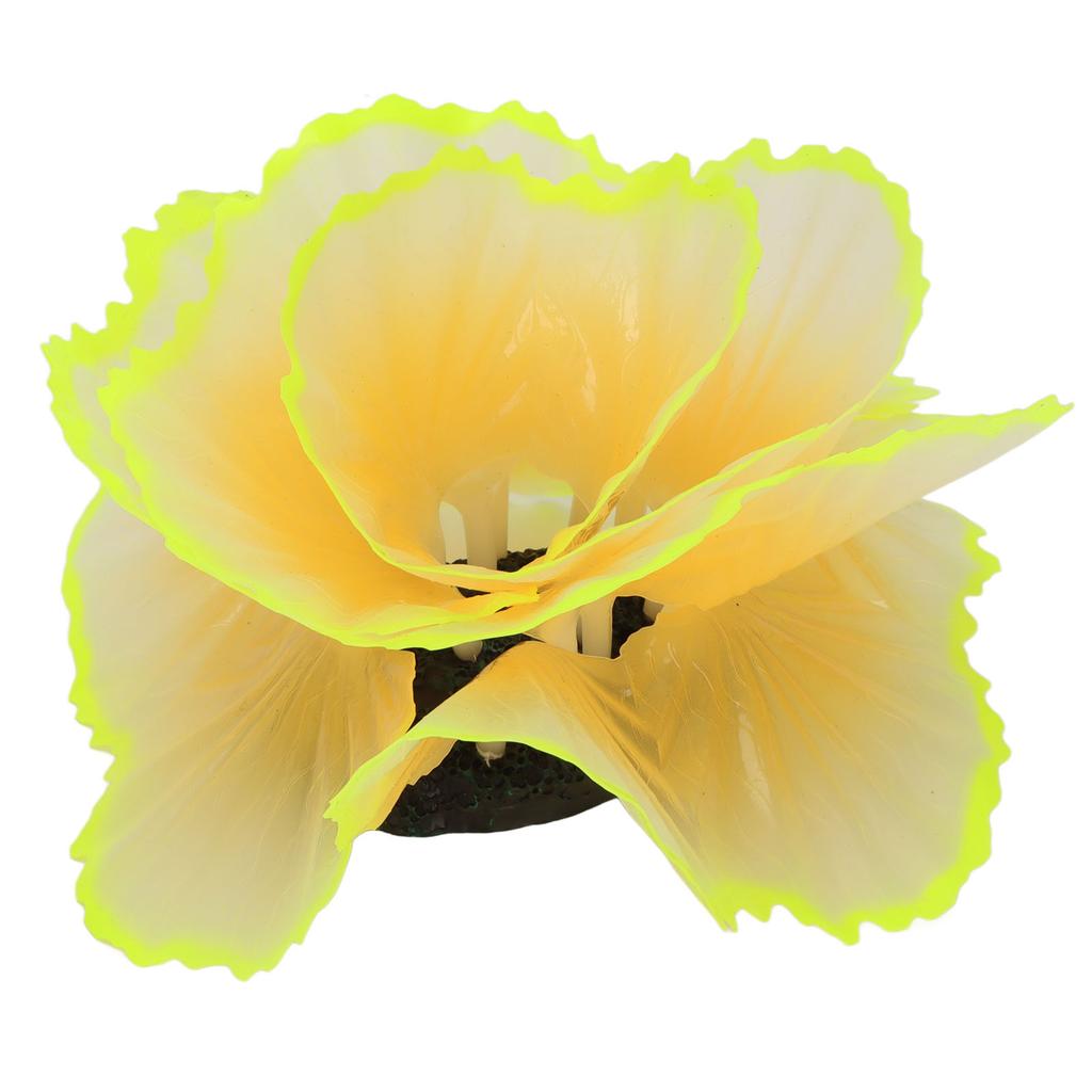Simulation Coral Decoration Fluorescent Fish Tank Plants Decoration for Landscape Decor Yellow