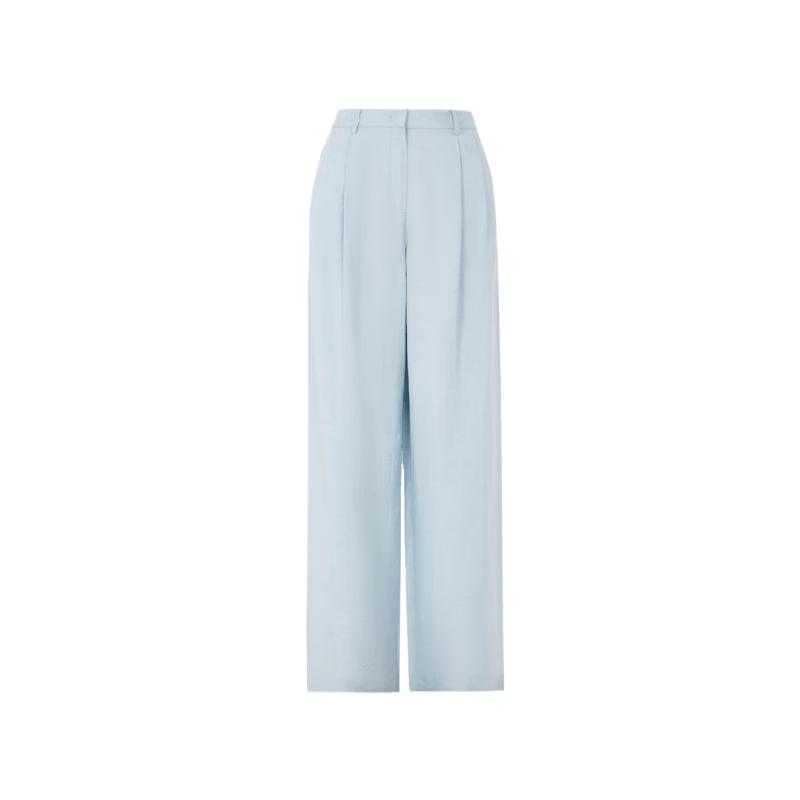 LANCY Linen High-Waist Wide-Leg Pants M