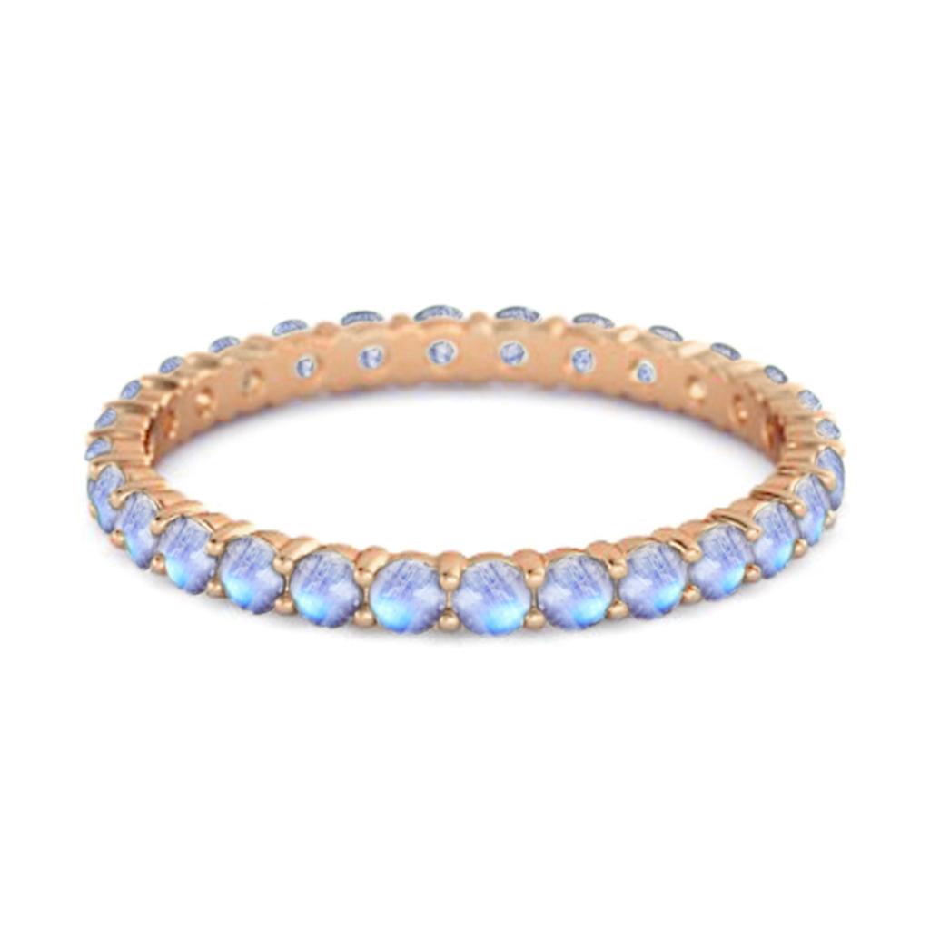 Moonstone Full Eternity Ring - 925 Sterling Silver Rose Gold Vermeil
