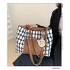Checkered Women's Casual Simple Large Capacity Tote Bag