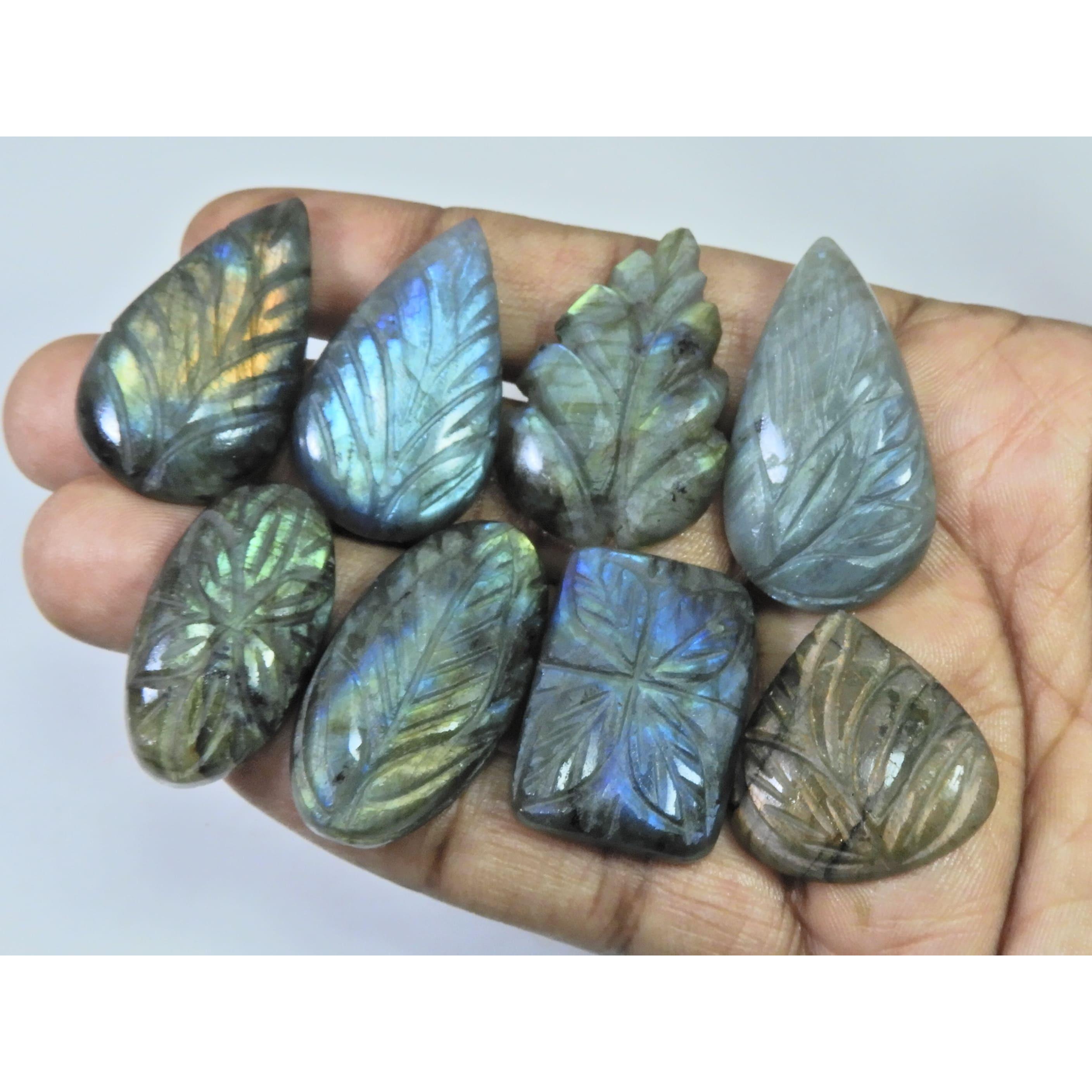 

306Cts. Natural Labradorite Carving Mix Cabochon Loose Gemstone 08Pcs Lot LL-1121