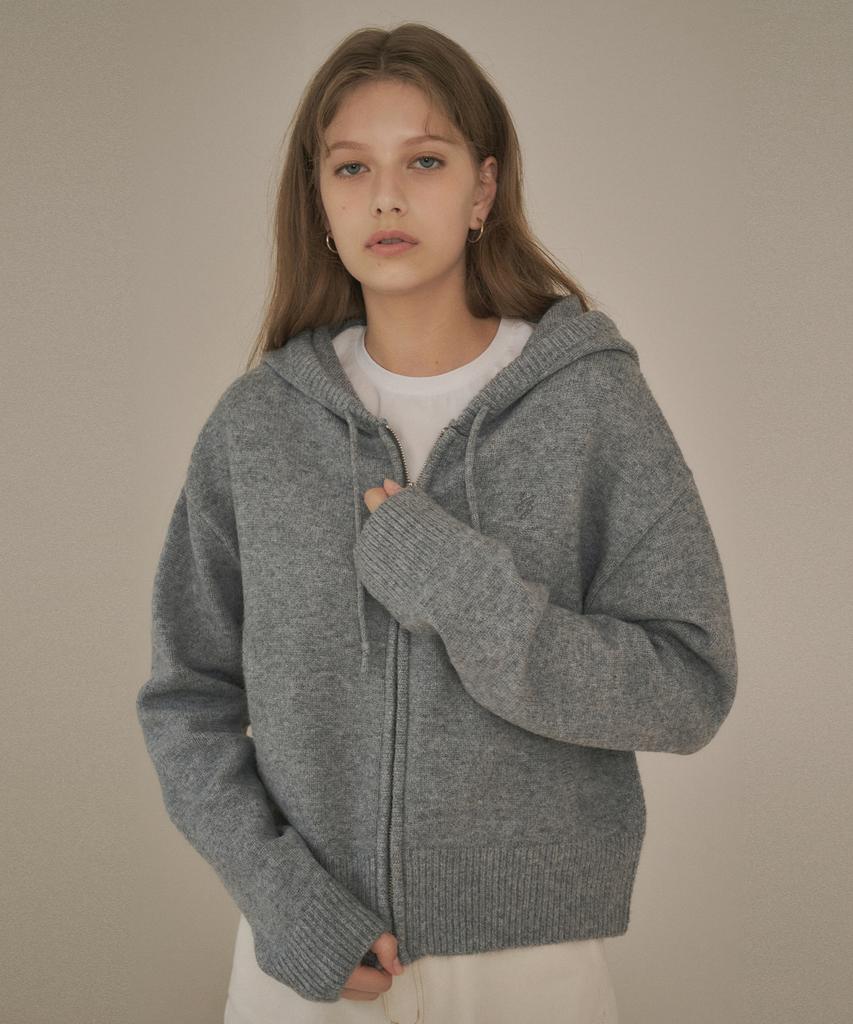Siyajyu Sikn2089 Essential Knit Zip-Up Hoodie_Gray