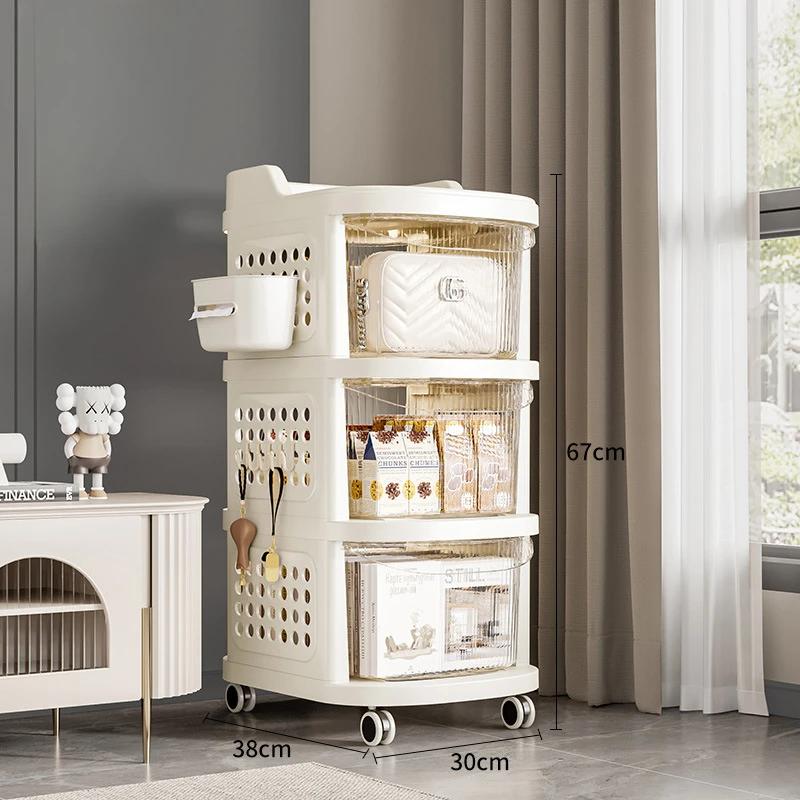 Snack Cabinet Cart Trolley Rack Handcart With Pulleys Storage Drawer-Type Toy Drawer-Type Trolley Multi-layer Movable Bookshelf