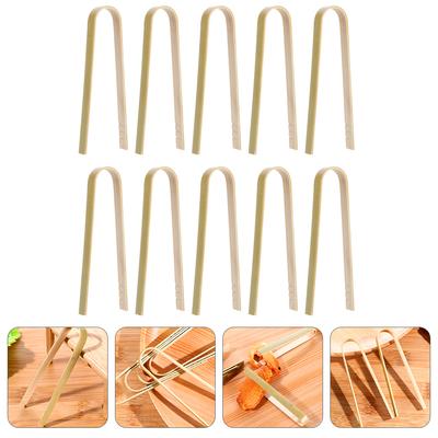 20 Pcs Bamboo Bread Tongs Food Serving Clips Household Steak Clips Bamboo Tong Natural Bamboo Clip
