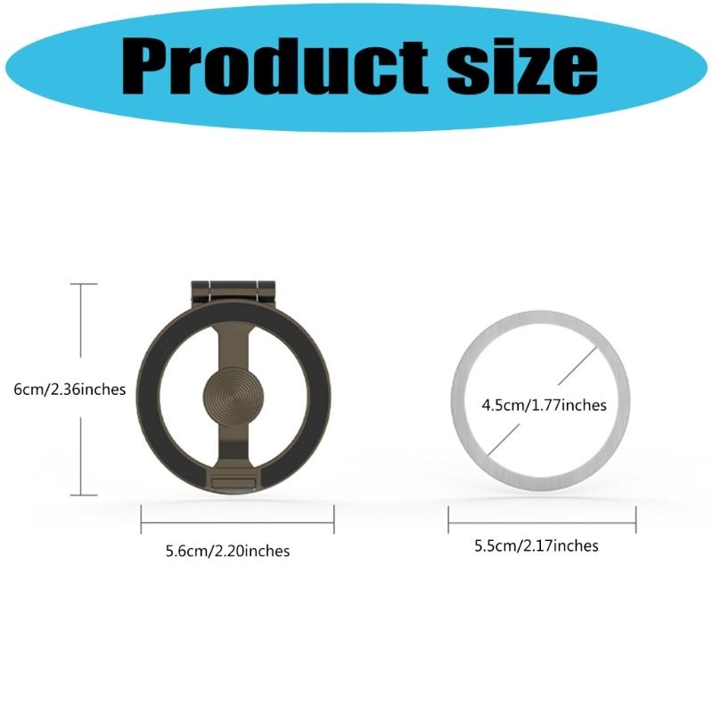 Double Hoop Magnetic Phone Holder with Full Rotation Capability Foldable Metal Construction for Desks