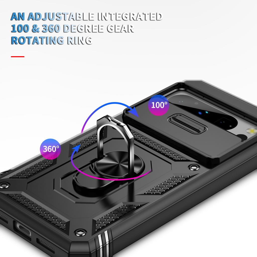 Slide Lens Protect Armor Case For Google Pixel 9 8 7 6 Pro XL 7A 8A Pixel8 Magnetic Ring Cover For Pixel9 Pro 9Pro XL 8Pro Funda