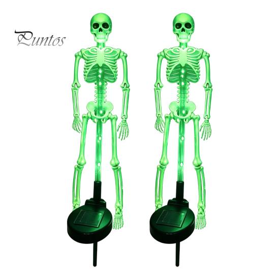 Automatic Dusk to Dawn Lamps Solar Skeleton Garden Stake Light, Halloween 3D Glowing Skull Yard Haunted House Landscape Lighting Decor with