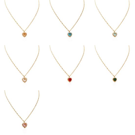 Women Necklace Creative Rhinestone Embedded Women Jewelry Tiny Heart Shape Pendant Clavicle Necklace for