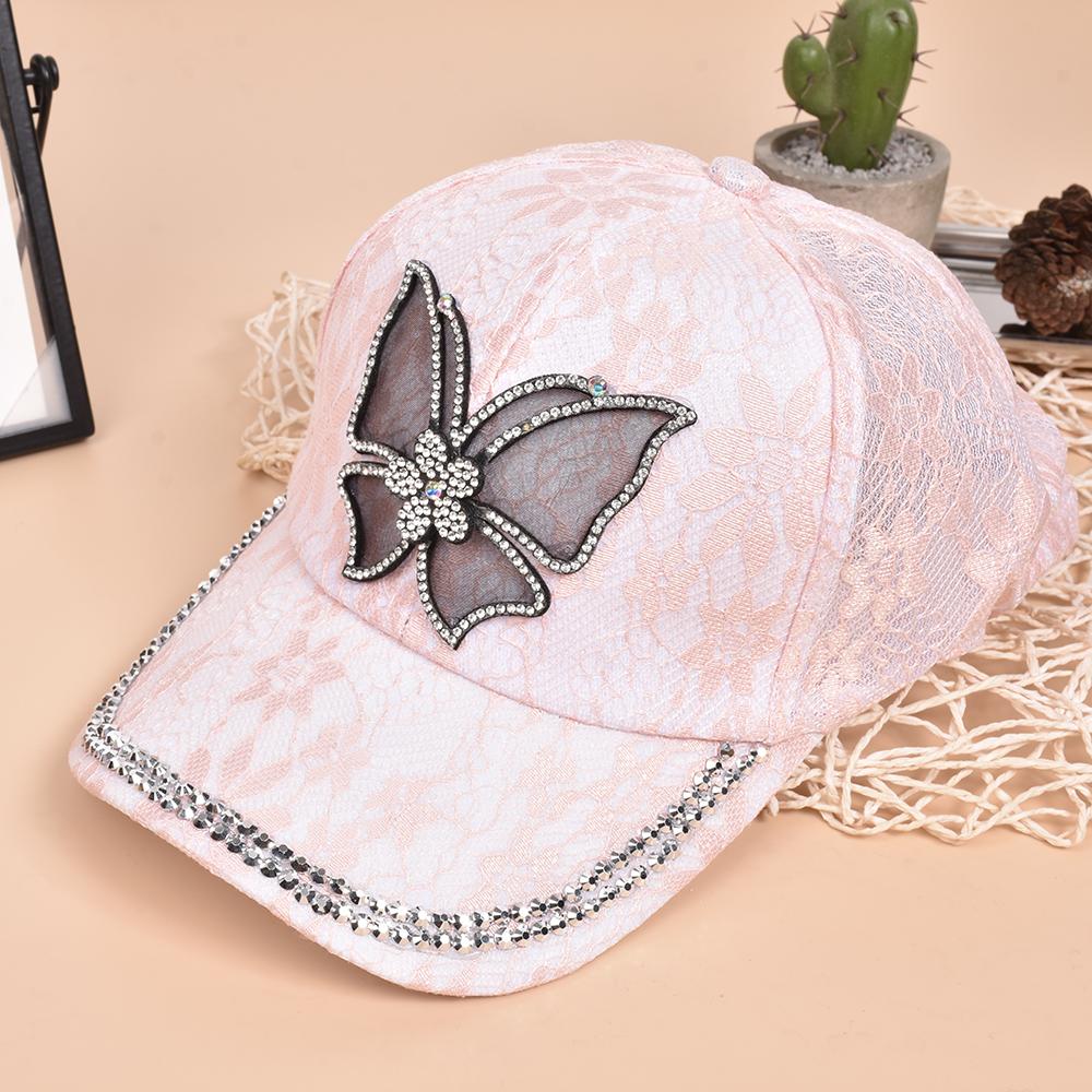 Unisex Butterfly Lace Glitter Baseball Net Caps Spring and Summer Outdoor Adjustable Casual Hats Sunscreen Hat