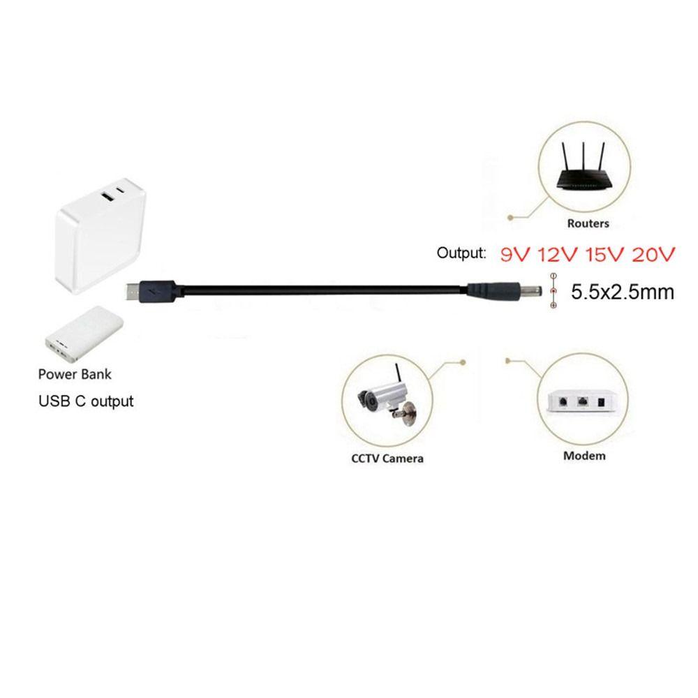 Router LED Strip USB C Adaptor Type C Adapter PD to 9V 12V 15V 20V 5.5x2.5mm Power Supply Cable