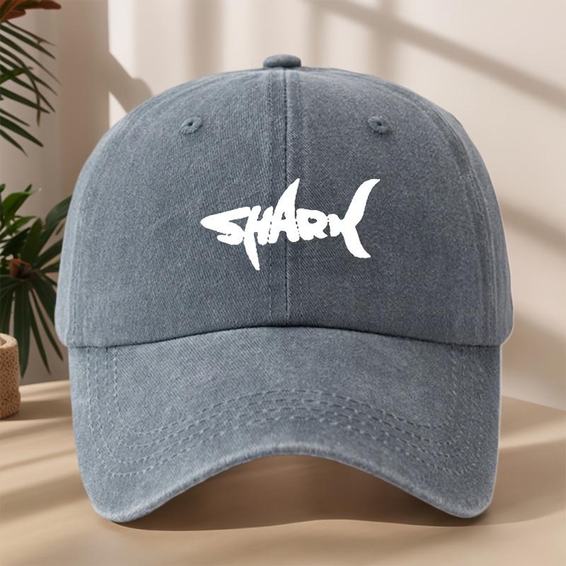 Unisex-Baseballkappe mit Haifischmuster und gewaschenem Retro-Design, geeignet für Camping im Freien und Freizeitsport,