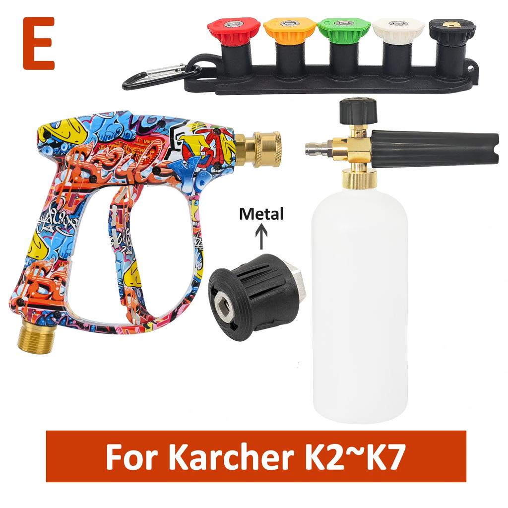 High Pressure Street-art-themed Washer Water Gun for Car Cleaning Hose Connector For Karcher Nilfisk Lavor Bosch