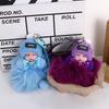 For Girls Ball Pendant Backpack Plush Keychain Pompom Keyring Fluffy Plush Doll Sleeping Baby Doll