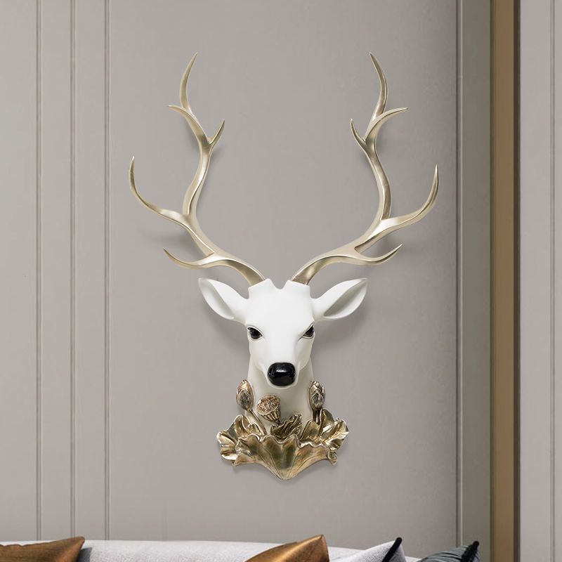 BEPAN Resin decorative items, American-style living room TV background wall decorations, wealth-attracting deer head wall hangers