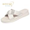 Fashion AIYUQI Women's Slippers Summer 2025 New Genuine Leather Women's Slippers Wedge Large Size 41 42 43 Slippers Ladies