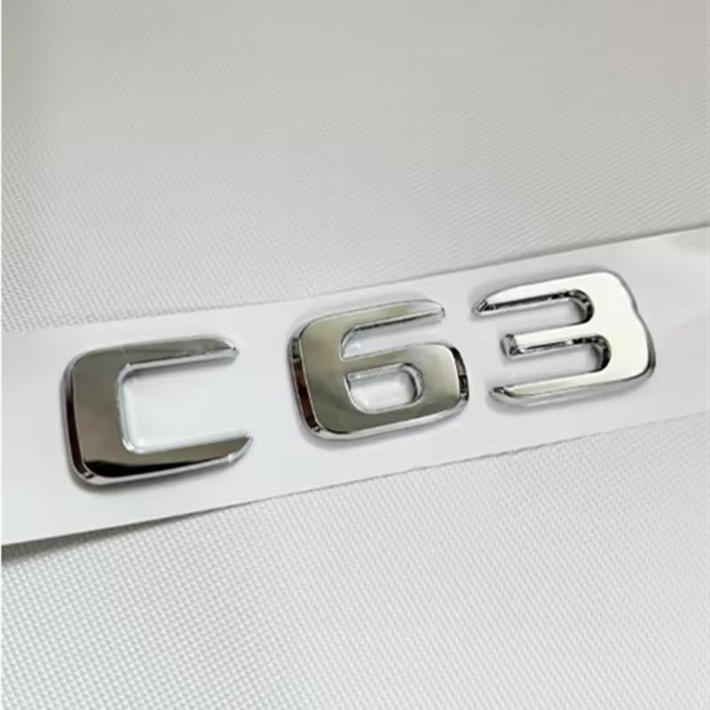 MLAI6 ABS Chrome C63 Logo V8 BITURBO Badge Car Rear Star Sticker Trunk AMG Emblem For Mercedes Benz C63 AMG W205 C205 Accessories
