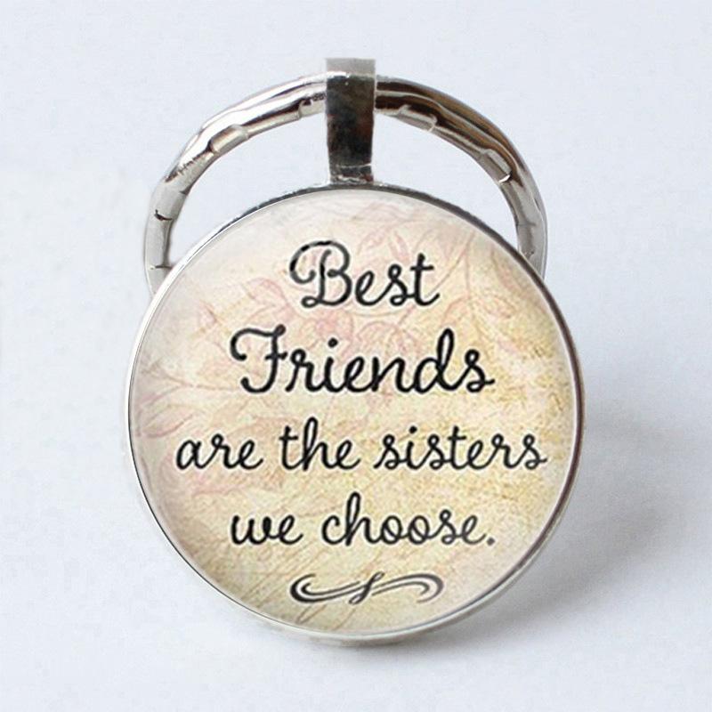 Keychain Accessories Pendant Floral Thanksgiving Text Good Friends Retro Personalized Keychain Gift Pendant