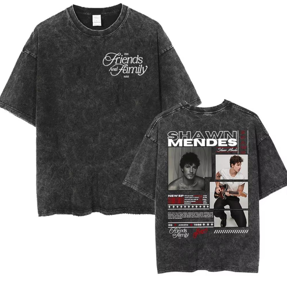 Rapper Shawn Mendes Tour Album Vintage Washed T-Shirt Herren Hip Hop Oversized T-Shirt Mode Hohe Qualität Baumwolle T-Shirts