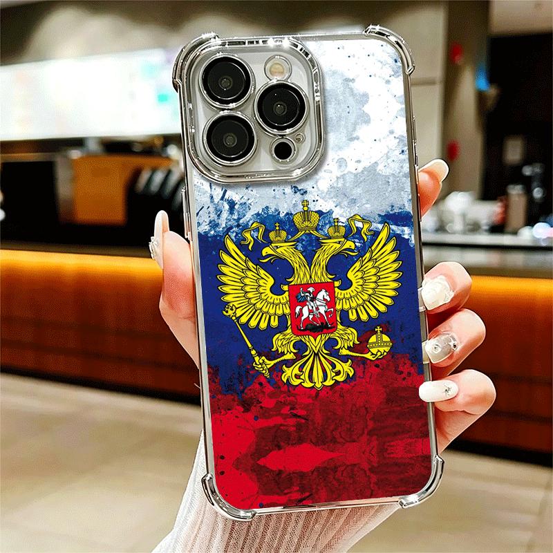 Russia Russian Flags Emblem Soft Phone Case For iPhone 15 16 17 Air 14 Pro Max 16E Plus 13 12 Mini Plating Anti-Fall Fundas