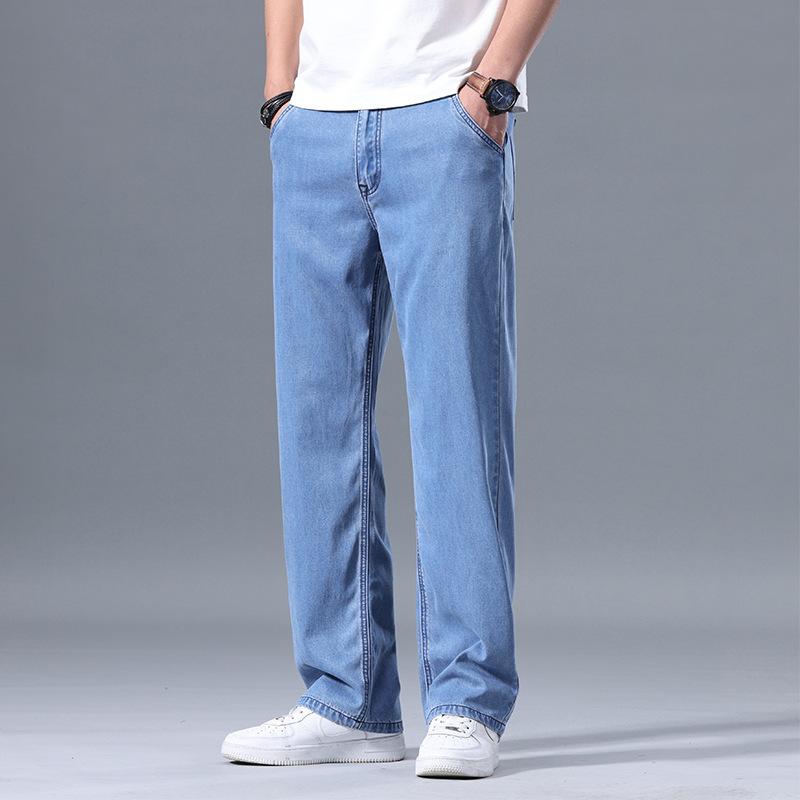 New Tencel Denim Casual Trousers for Men: Loose-fitting, Drapey Wide-leg Trousers