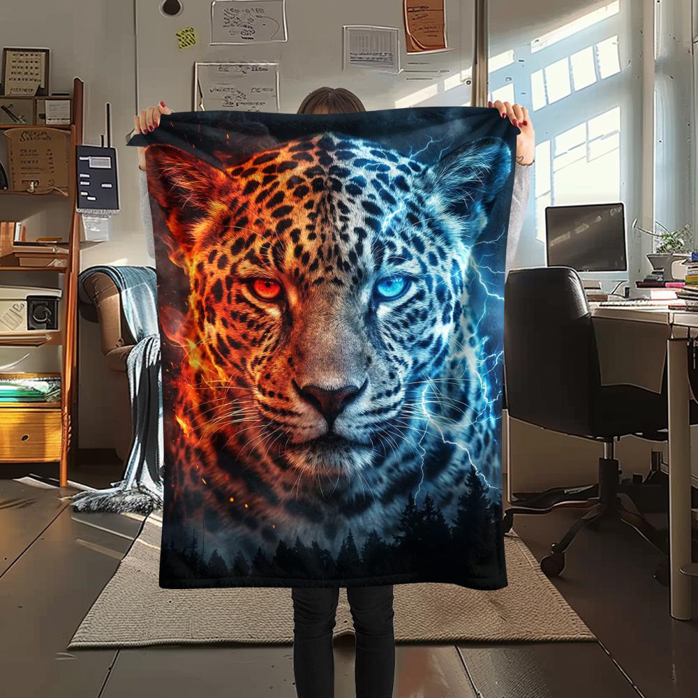 Red Blue Eagle Tiger Leopard Print Flannel Blanket,High quality Comfortable for All Seasons,Home Decor,Warmth and Comfort,Perfect for Christmas Gifts
