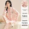 Autumn V-Neck Women's Pajamas Set: Cute Long-Sleeve, Plus-Size Homewear for Spring/Autumn.