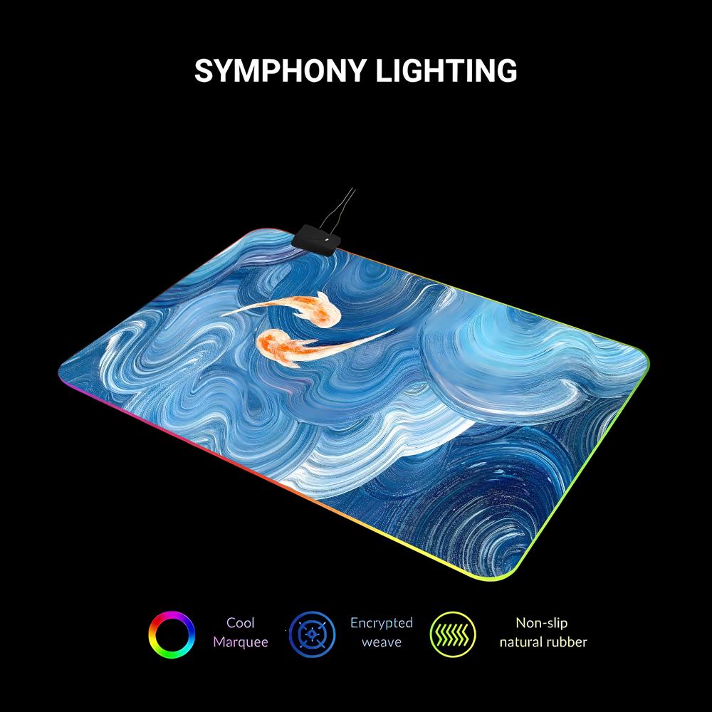 Lucky Koifish Large Mouse Pad RGB Gaming Mouse Pad HD Gamer Large LED Light XXL MousePads PC Computer pad Non-slip