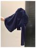 Women's Spring Fashion Long-Sleeve Top: Half-Open Collar, Zipper Style, Waist-Cinching Pleats, Regular Shoulder, Age-Reducing, Stylish Inner Wear