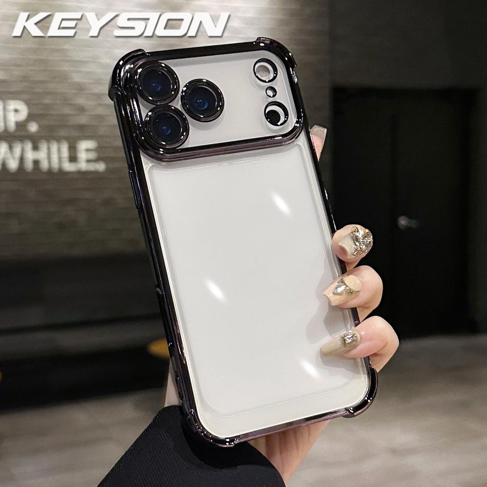 

KEYSION Luxury Plating Transparent Case for iPhone 17 Pro Max 17 Air Soft TPU Shockproof Phone Cover With Lens Protector for iPhone 17 Pro