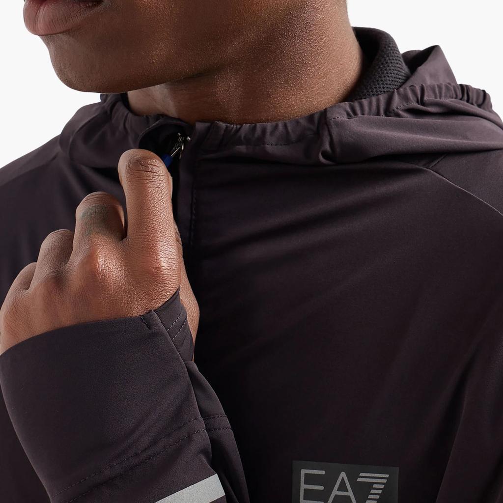 Emporio Armani EA7 SS24 Logo Print Hooded Zip Long Sleeve Sweatshirt Men sweatshirt Black 6DPM57-PNDDZ-1771