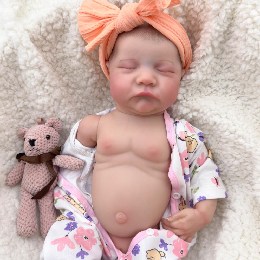 Реалистичная 49 см полностью виниловая кукла-реборн с закрытыми глазами — фото 4