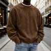 Men's Casual Corduroy Crewneck Sweatshirt Long Sleeve Pullover for Spring and Fall