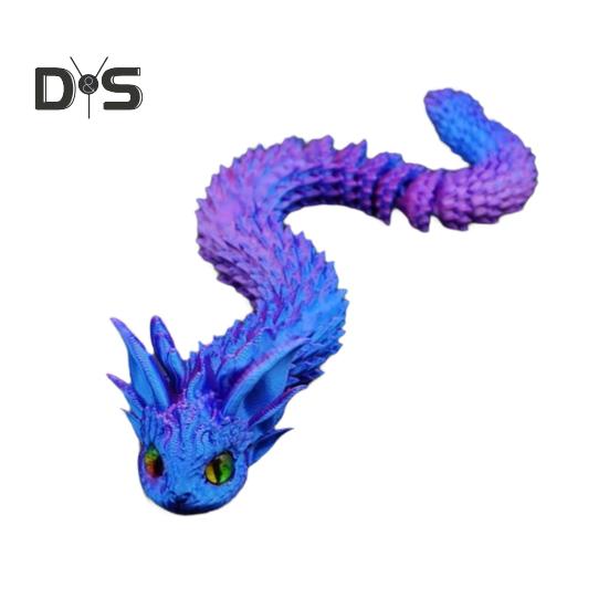 

Фигурка Дракона-Змеи, напечатанная на 3D-принтере, с подвижными суставами, мини-фигурка змеи, шарнирная модель животного, игрушка, украшение для дома, офиса, книжной полки, рабочего стола 20cm синий/красный