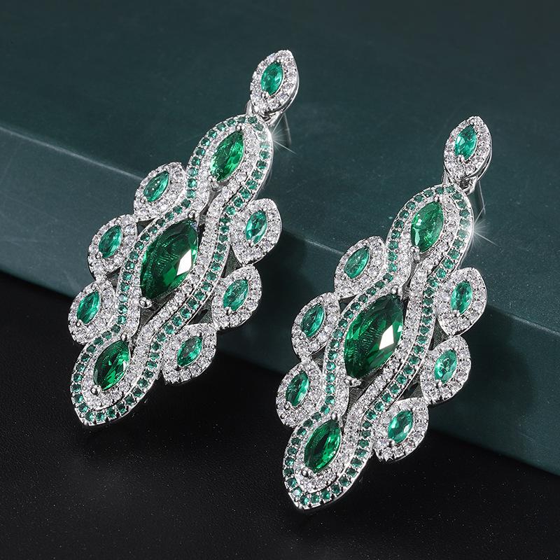 Jewelry Copper Gold Plated Retro Jewelry Women'S Simulation Emerald Handmade Diamond Women'S Suit Main Stone 5 * 9