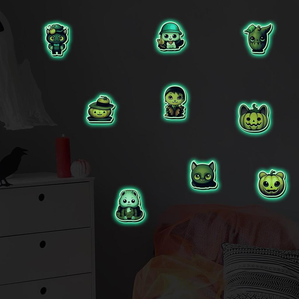 Creative Halloween Glow-in-the-Dark Wall Stickers: Fluorescent Decals for Children's Room Decor