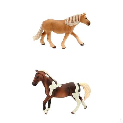 2pcs Vivid Animal Figure Toy Competition Horse Figurine Farm Model for Kids