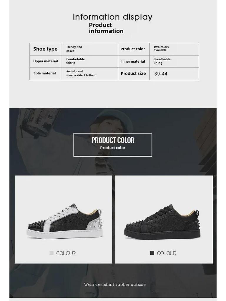 Men's 2024 Autumn Black Rivet Casual Fashion Sneakers