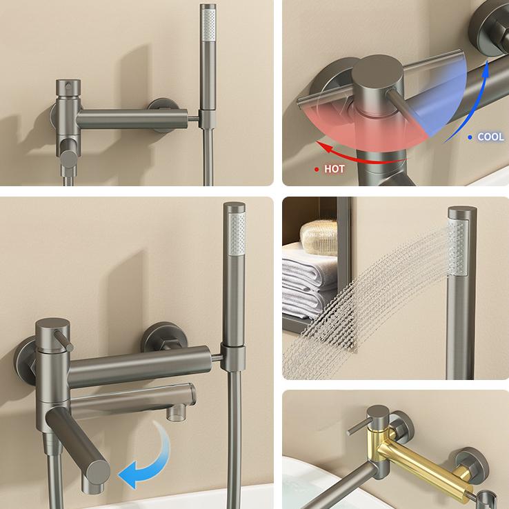 Bathtub Faucet Shower Bathroom with Swivel Tub Spout and Handhold Shower Brass Wall Mounted Hot Cold Water Mixer Bath Tap