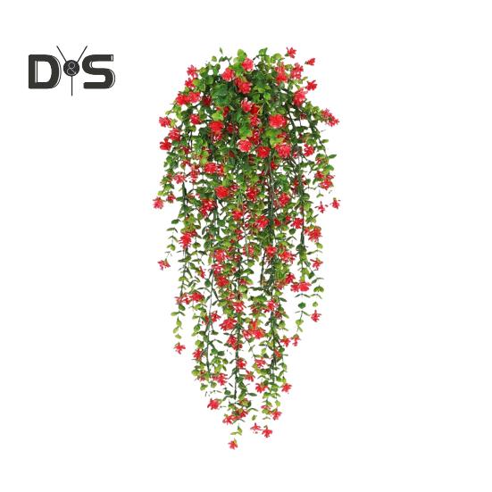 

1/2 шт. Висяча штучна квітка Виноградна лоза, стійка до ультрафіолетового випромінювання, штучні пониклі квіткові рослини, пластик, плющ, домашнє весілля в приміщенні, на відкритому повітрі, сад, прикраса двору, фото 1pc червоний