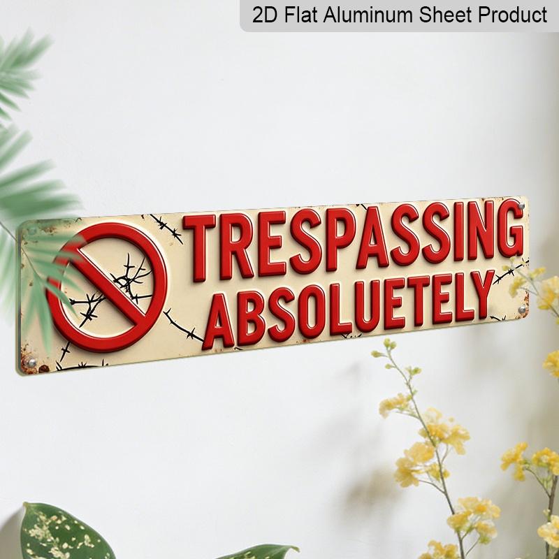 2D Flat, 1pc Vintage No Trespassing Aluminium Decorative Sign - Retro Wall-Mounted Plaque Suitable for Home, Garage, Bar, Cafe Decor - / Decoration