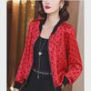 Giacca in Chiffon Lavorato a Maglia con Pois Rossi - Manica Lunga da Donna, Leggera, Protezione Solare per Primavera e Autunno