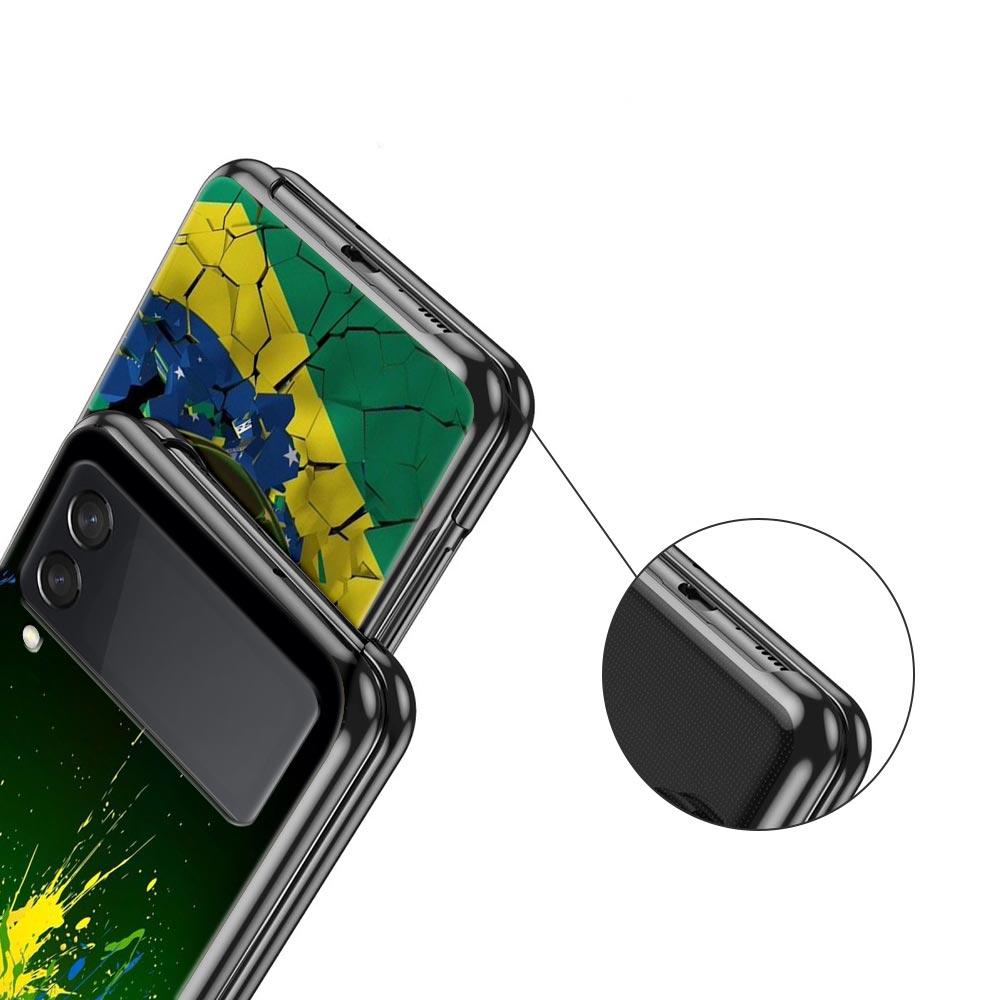Phone Case for Samsung Galaxy Z Flip 3 4 5 Folding Mobile Shell Hard PC Fundas Black Protect Cover Soccer Ball Football Field