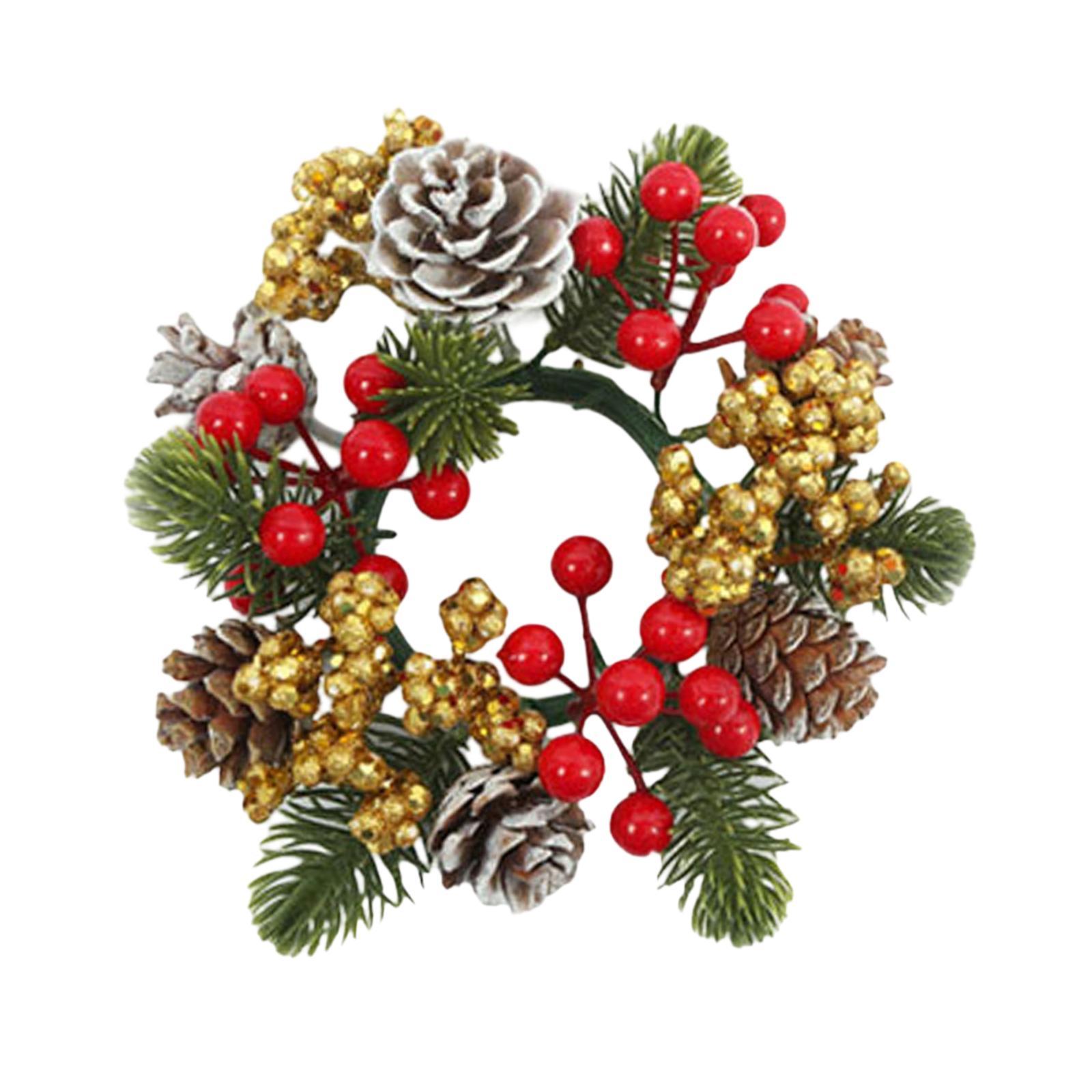 

Candle Wreath Artificial Wreath Floral Arrangement Centerpiece Tabletop Decor Christmas Decor for Festival Thanksgiving Wedding золотий