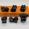 1/6Pcs Cartoon Kitten Miniature Figurine - Cute Black Cat Resin Ornament for Micro Landscape Home Desktop Decor