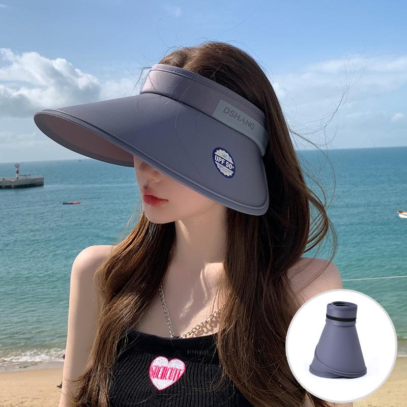 8505 summer UV protection hat women's outdoor travel sun protection sun hat large brim face covering empty top sun hat