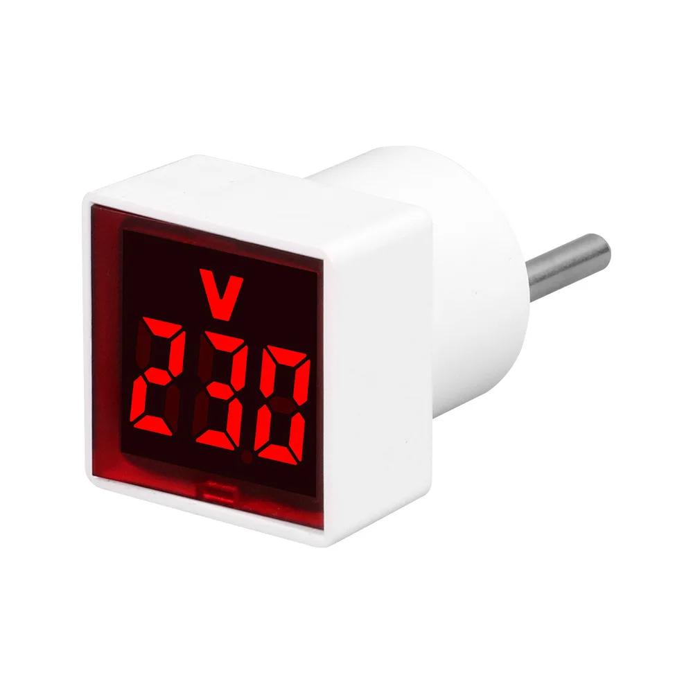 1pc 50-380V LED Digital AC Voltmeter Indicator LED Lamp Square Voltage Measuring Instruments Signal Light EU Plug