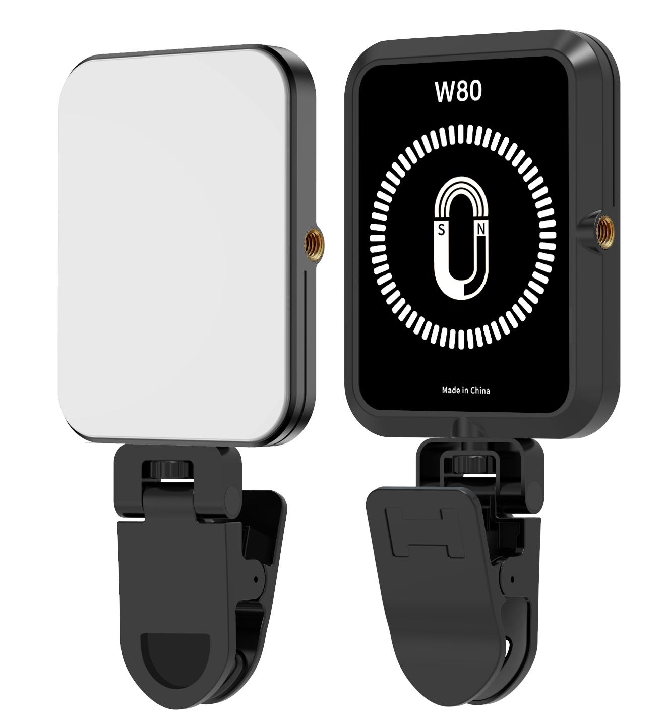 

W80 Магнитный карманный свет Светодиодная лампа-заполнитель Перезаряжаемый 3 режима цвета Регулировка яркости Свет для селфи Type A